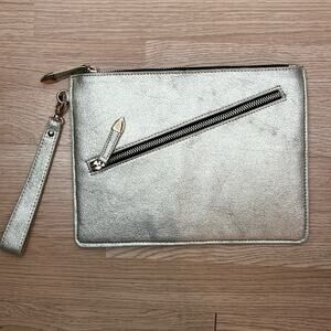 Metallic zippered wristlet clutch